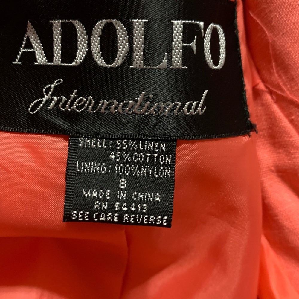 Adolfo International Womens Coral Linen Blend Blazer Jacket Size 8 Coastal Chic - Picture 5 of 14